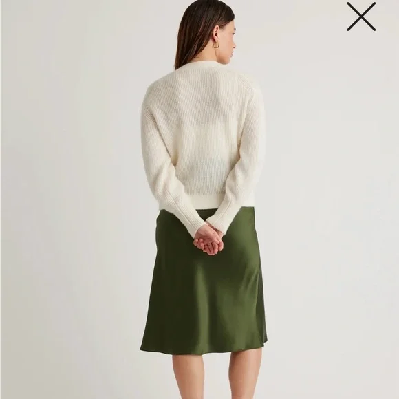 Quince Baby Alpaca Wool Cropped Ivory Cardigan Sweater - Picture 3 of 3